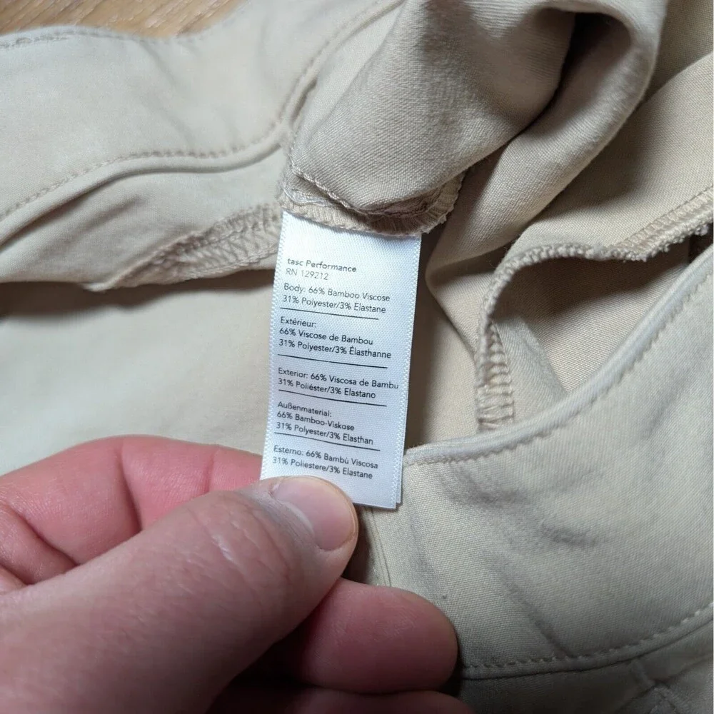 Tasc Pants Mens 30x30(32x27) Straight Fit Khaki Performance Bamboo Golf Stretch